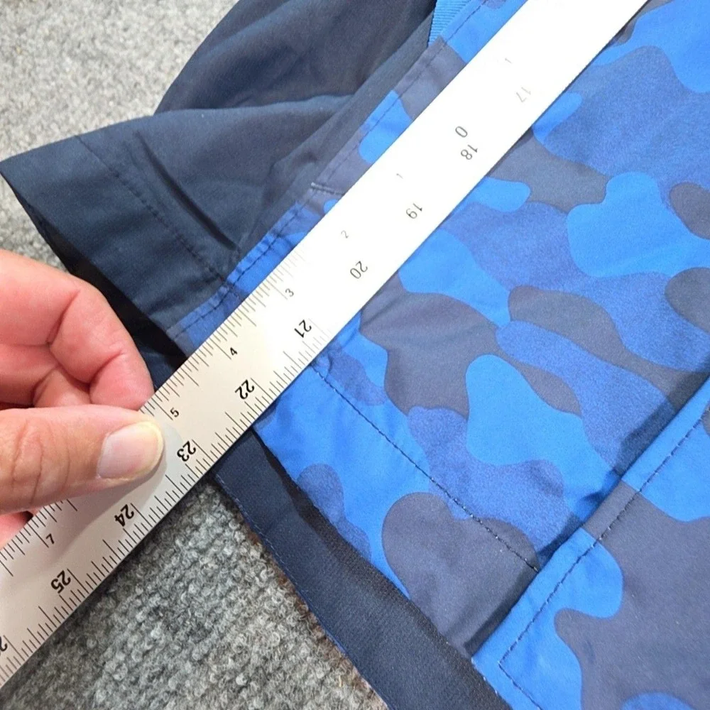 The North Face Jacket Boys 10-12 Blue Camo Hooded DryVent Rain Coat Waterproof